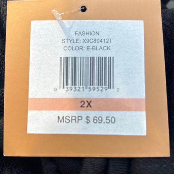 Ellen Tracy Black Tunic Top Black Sequins Womans Plus Sz 2X Long Sleeve Sparkly - Picture 7 of 10